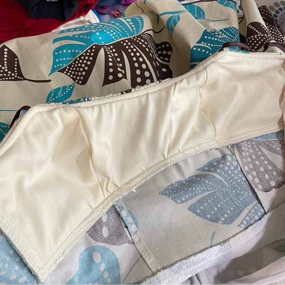 Ruby Rox Retro Y2K Strappy Fit & Flare Teal Brown Leaf Print Dress - Picture 3 of 10